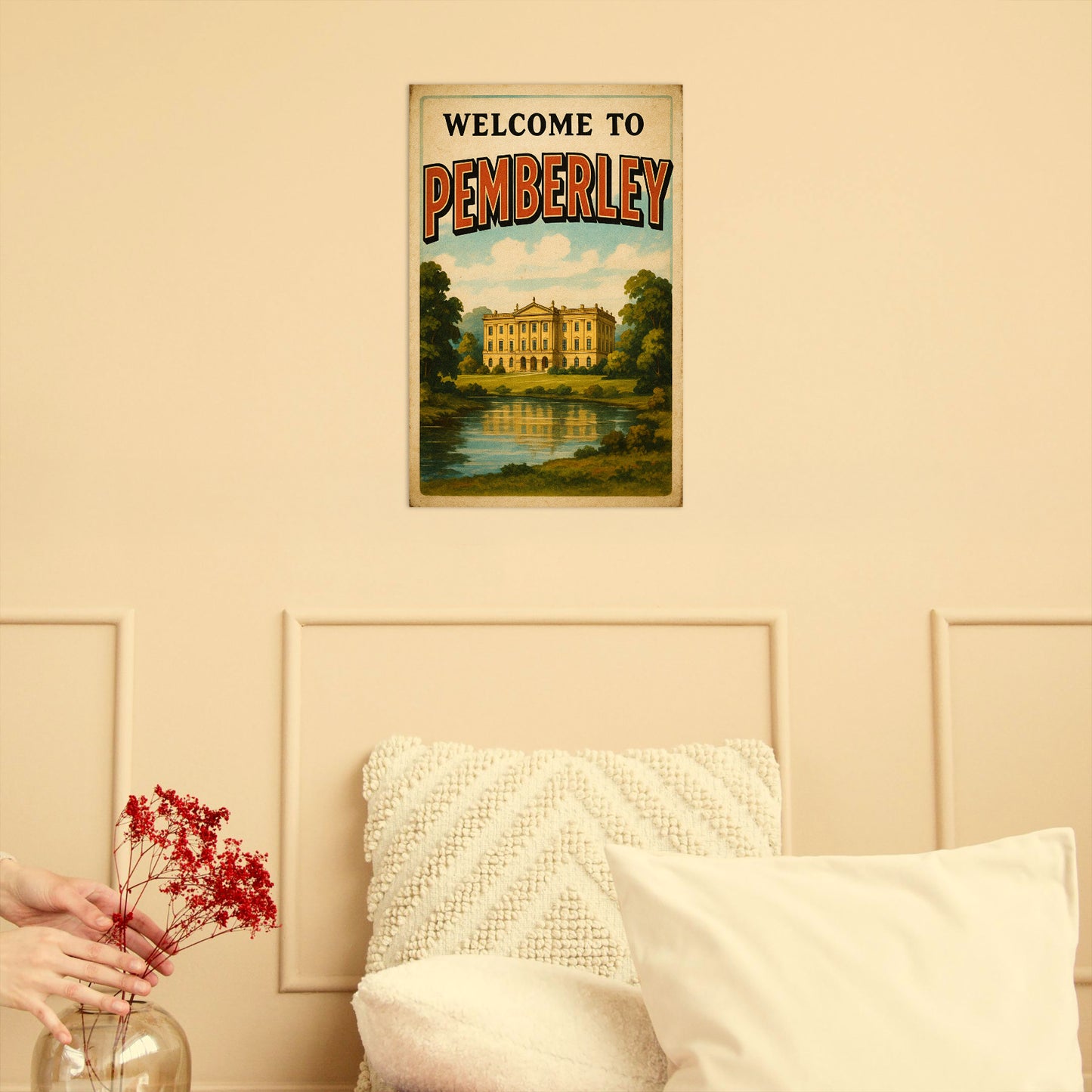 Jane Austen Pemberley Pride and Prejudice Poster | Unique Vintage-style Travel Postcard Print