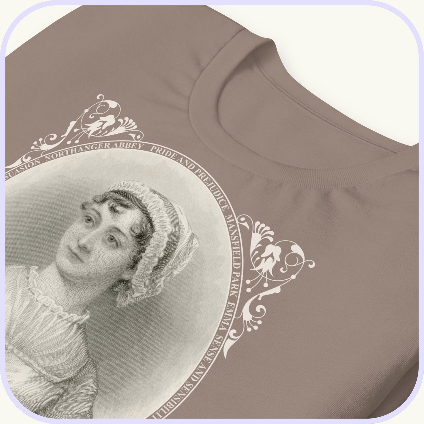 Jane Austen Portrait Engraving T-shirt | Unique Regency Era Artwork