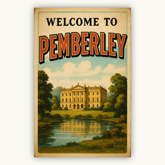 Jane Austen Pemberley Pride and Prejudice Poster | Unique Vintage-style Travel Postcard Print