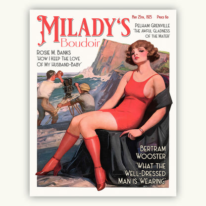 Milady's Boudoir magazine cover, featuring a glamorous 1920s flapper illustration.