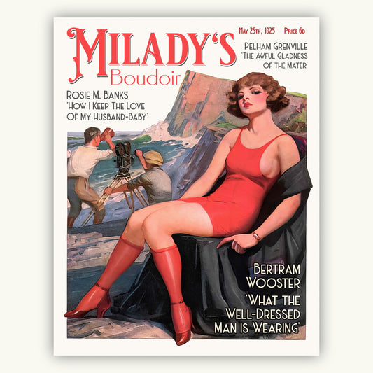 Milady's Boudoir magazine cover, featuring a glamorous 1920s flapper illustration.