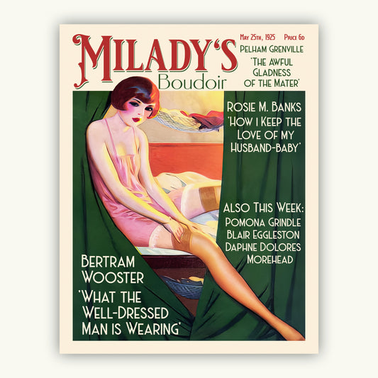 Milady's Boudoir Magazine Cover Print | 11x14 P.G. Wodehouse Poster | Unique Bertie Wooster Giclée Wall Art