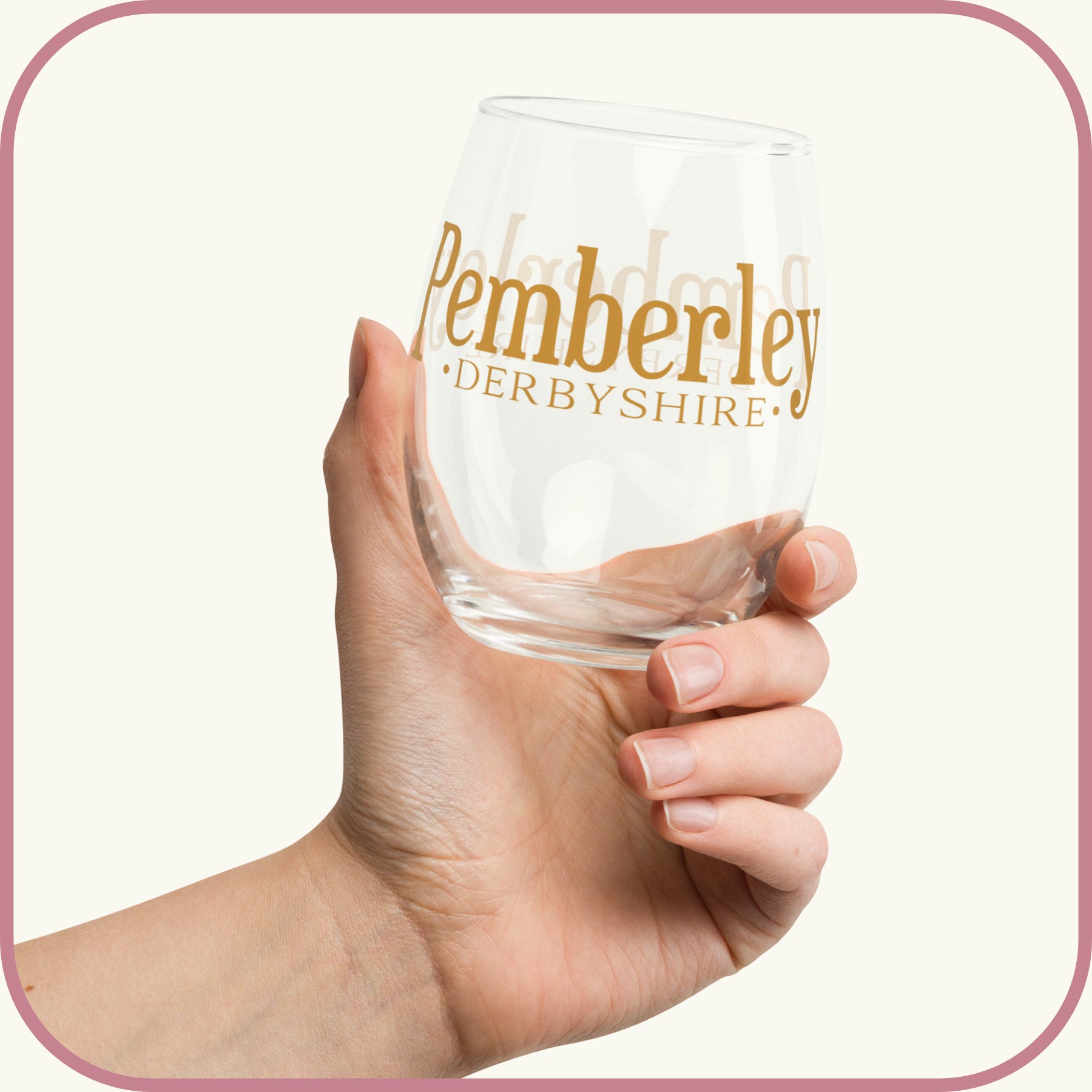 Pemberley Stemless Wine Glass Jane Austen Pride and Prejudice