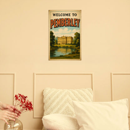 Jane Austen Pemberley Pride and Prejudice Poster | Unique Vintage-style Travel Postcard Print