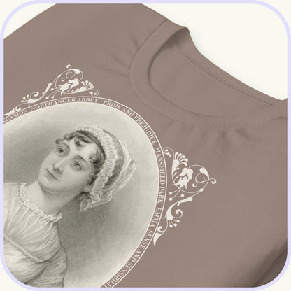 Jane Austen Portrait Engraving T-shirt | Unique Regency Era Artwork