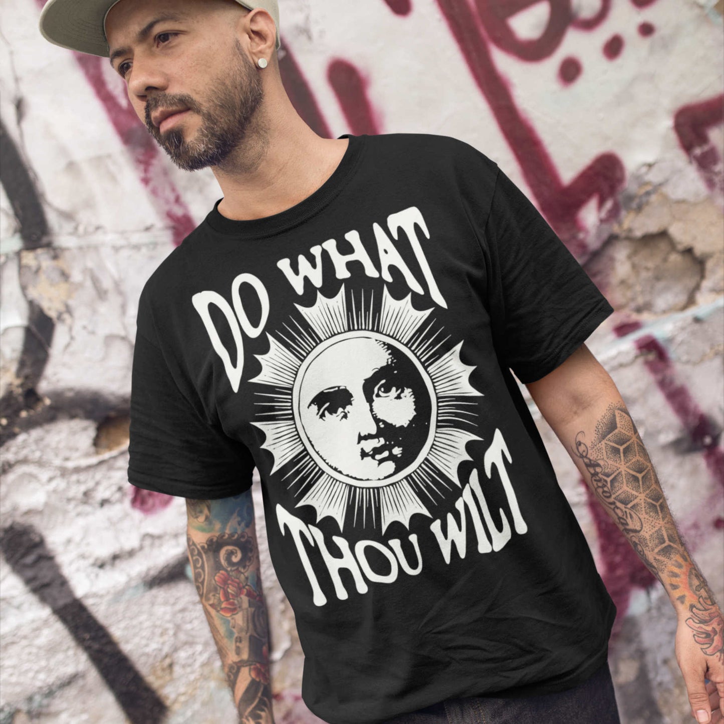Do What Thou Wilt T-Shirt – Occult Sun & Moon Design (Aleister Crowley Inspired) Tee