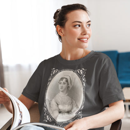 Jane Austen Portrait Engraving T-shirt | Unique Regency Era Artwork